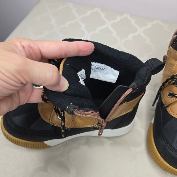 WONDER NATION Kids Boots with Laces and Side Zip in Black & Tan Size 11 - Picture 6 of 9
